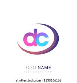initial letter DC logotype company name, coloreful and swoosh design. vector logo for business and company identity.