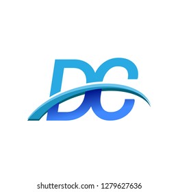 initial letter DC logotype company name colored blue and swoosh design. vector logo for business and company identity.
