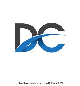 initial letter DC logotype company name colored blue and grey swoosh design. vector logo for business and company identity.
