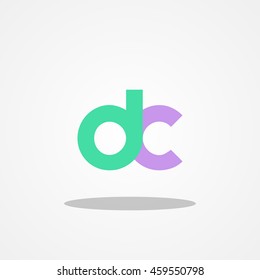 Initial letter DC lowercase logo design template blue green purple