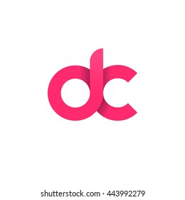 initial letter dc modern linked circle round lowercase logo pink