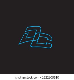 Initial Letter Dc With Neon Glows Effect Vector Illustration