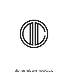 Initial letter DC, OC, minimalist line art monogram circle logo, black color