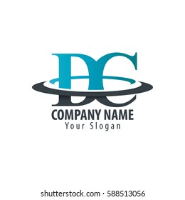 Initial Letter DC With Overlapping Swoosh Circle Logo