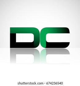 Initial letter DC uppercase modern and simple logo linked green and black colored, isolated in white background. Vector design for company identity.