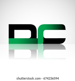 Initial letter DC uppercase modern and simple logo linked green and black colored, isolated in white background. Vector design for company identity.