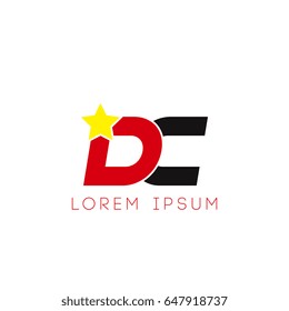 Initial letter dc yellow star logo red black