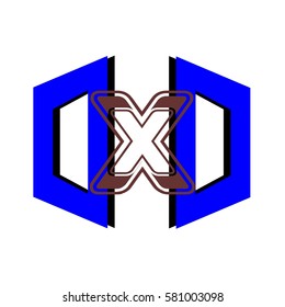 initial letter D,D blue color logo vector