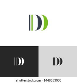 Initial Letter dd d  uppercase modern logo design template elements. green letter Isolated on black white grey background. Suitable for business, consulting group company.