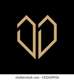 Initial letter DD heart geometric logo vector black background