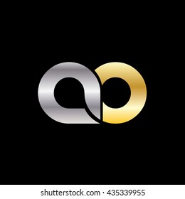 Initial Letter DD Linked Circle Lowercase Logo Silver Gold Black Background