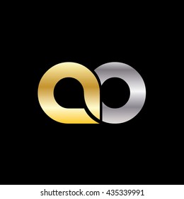 Initial Letter DD Linked Circle Lowercase Logo Gold Silver Black Background