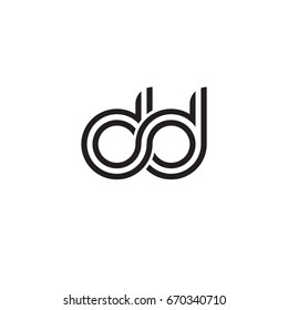 Initial letter dd, linked outline rounded lowercase, monogram black