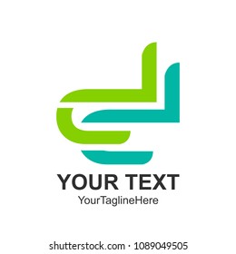 Initial letter DD logo design template element colored green for business and company identity