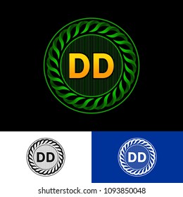 Initial letter DD logo with gear and leaf icon