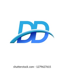 initial letter DD logotype company name colored blue and swoosh design. vector logo for business and company identity.
