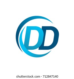 initial letter DD logotype company name blue circle and swoosh design. vector logo for business and company identity.