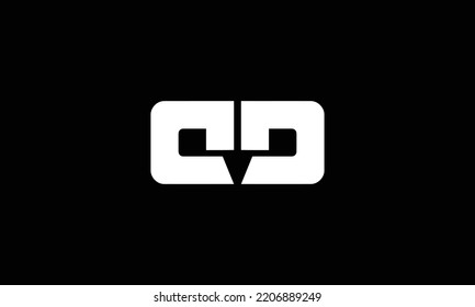 Initial letter DD minimalist art monogram logo, white color on black background