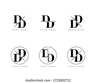 Initial Letter DD Monogram Sliced. Logo template isolated on white background