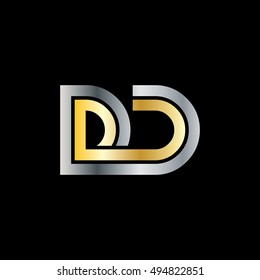 Initial Letter DD ND DC Linked Logo Silver Gold