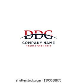Initial letter DDG, overlapping movement swoosh horizon logo company design inspiration in red and dark blue color vector