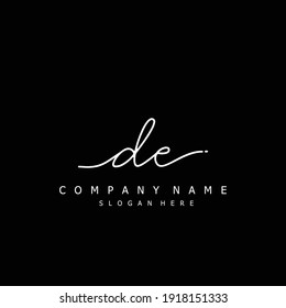 Initial letter DE calligraphy handwritten logo. Handwritten alphabet in the logo template. Letters and Alphabet for your logo design.