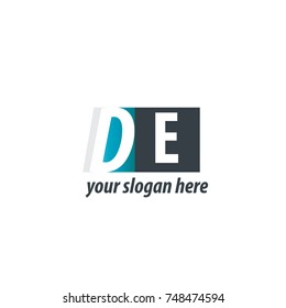 Initial Letter DE Design Logo With Square