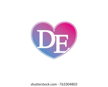 the initial letter DE in the heart symbol as a logo, sign and decoration
