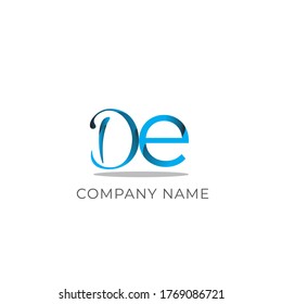 Initial Letter De Linked Circle Logo  Blue Icon Design Template Element