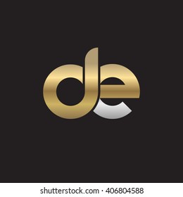 initial letter de linked circle lowercase logo gold silver black background