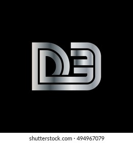 Initial Letter DE Linked Design Logo Silver