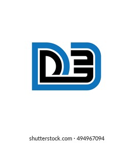 Initial Letter DE Linked Design Logo Blue Black