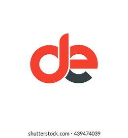 initial letter de linked round lowercase logo red