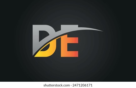 Initial Letter DE Logo Design With Swoosh. Creative And Modern DE Logo Design on Black Background.