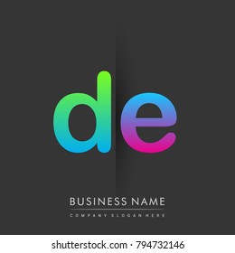 Initial Letter DE Lowercase Logo green, pink and Blue, Modern and Simple Logo Design.

