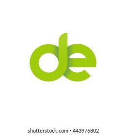 initial letter de modern linked circle round lowercase logo green