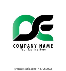 Initial Letter DE NF Linked Circle Lowercase Logo Green Black