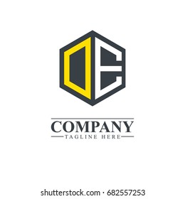 Initial Letter DE OE Hexagonal Design Logo