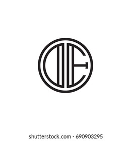 Initial letter DE, OE, minimalist line art monogram circle logo, black color