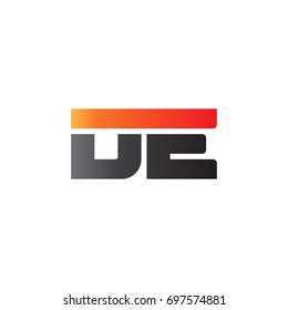 Initial letter DE, straight linked line bold logo, gradient fire red black colors