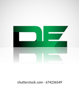 Initial letter DE uppercase modern and simple logo linked green and black colored, isolated in white background. Vector design for company identity.