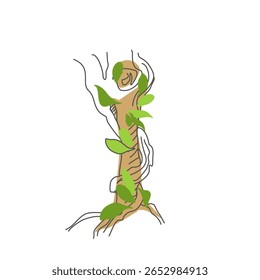Initial letter. Decorative font from tree roots. Environmental design. Nature typography. Spring mood. A tree that is shedding leaves	
