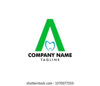 Initial Letter A Dental Logo Design Template