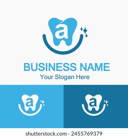 Initial a Letter for Dentist or Dental Clinic Modern Logo Idea. Dental Care, Teeth Care, Orthodontic, Dentistry Logo Concept