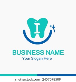 Initial I Letter for Dentist or Dental Clinic Modern Logo Idea. Dental Care, Teeth Care, Orthodontic, Dentistry Logo Concept