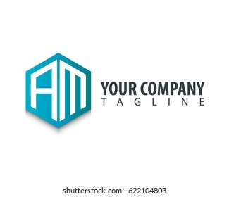 Initial Letter AM Design Box Logo
