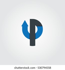 Initial Letter UP Design Logo Blue Black