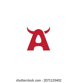 A initial letter with devil horn logo vector design