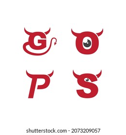 Initial letter with Devil Horn logo vector flat design