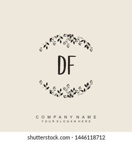Initial letter DF beautiful handwriting logo vector template